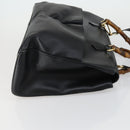 GUCCI Bamboo Hand Bag Leather Black Gold 002 123 0322 Auth bs32053-4