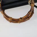 GUCCI Bamboo Hand Bag Leather Black Gold 002 123 0322 Auth bs32053-9