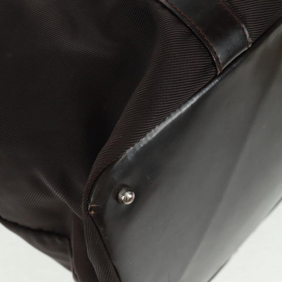 GUCCI Bamboo Hand Bag Nylon Brown Silver 002 3754 0412 Auth bs32055