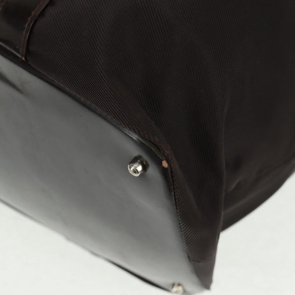 GUCCI Bamboo Hand Bag Nylon Brown Silver 002 3754 0412 Auth bs32055