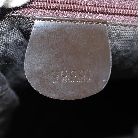 GUCCI Bamboo Hand Bag Nylon Brown Silver 002 3754 0412 Auth bs32055