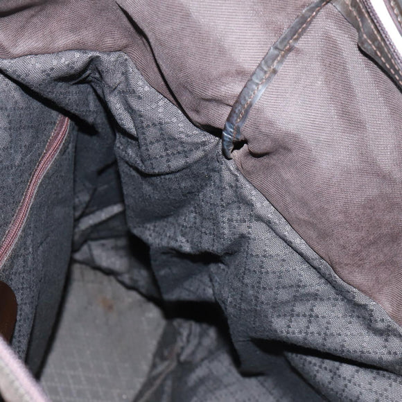 GUCCI Bamboo Hand Bag Nylon Brown Silver 002 3754 0412 Auth bs32055