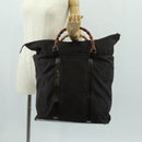 GUCCI Bamboo Hand Bag Nylon Brown Silver 002 3754 0412 Auth bs32055-24