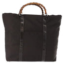 GUCCI Bamboo Hand Bag Nylon Brown Silver 002 3754 0412 Auth bs32055-2