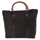 GUCCI Bamboo Hand Bag Nylon Brown Silver 002 3754 0412 Auth bs32055-3