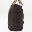 GUCCI Bamboo Hand Bag Nylon Brown Silver 002 3754 0412 Auth bs32055-4
