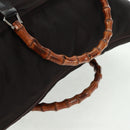 GUCCI Bamboo Hand Bag Nylon Brown Silver 002 3754 0412 Auth bs32055-8