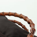 GUCCI Bamboo Hand Bag Nylon Brown Silver 002 3754 0412 Auth bs32055-9