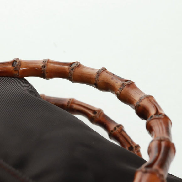 GUCCI Bamboo Hand Bag Nylon Brown Silver 002 3754 0412 Auth bs32055