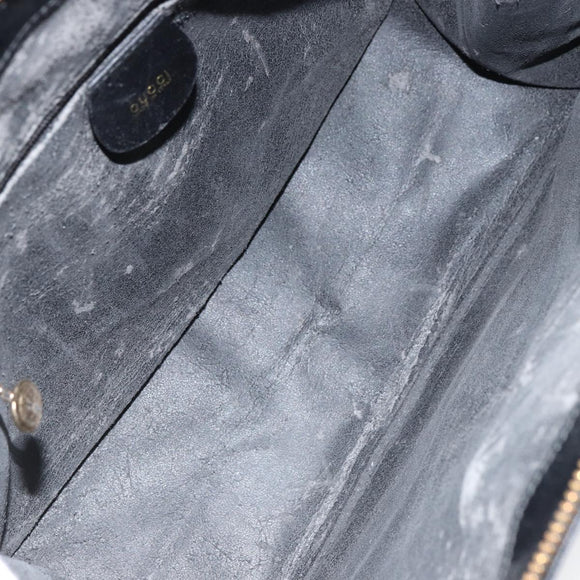 GUCCI Shoulder Bag Leather Black Gold 002 1998 0346 Auth bs32056