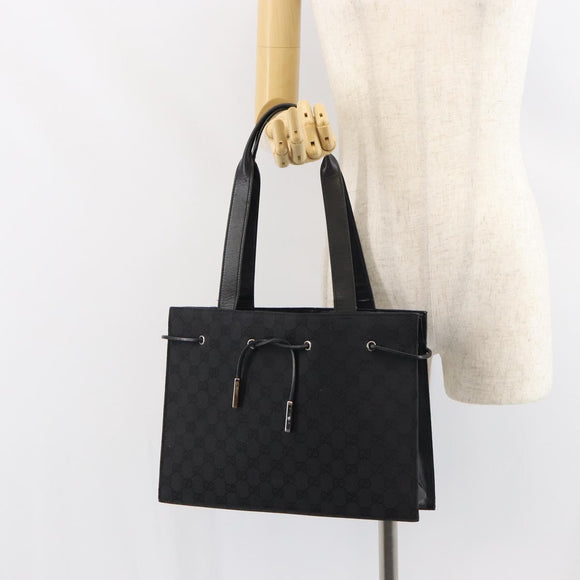 GUCCI GG Canvas Tote Bag Black Gold 002 1053 Auth bs32057