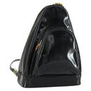 GUCCI Bamboo Shoulder Bag Enamel Black Gold Auth bs32059-1