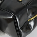 GUCCI Bamboo Shoulder Bag Enamel Black Gold Auth bs32059-16