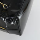 GUCCI Bamboo Shoulder Bag Enamel Black Gold Auth bs32059-9
