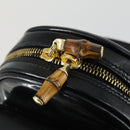 GUCCI Bamboo Shoulder Bag Enamel Black Gold Auth bs32059-17