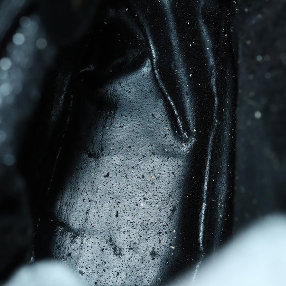 GUCCI Bamboo Shoulder Bag Enamel Black Gold Auth bs32059