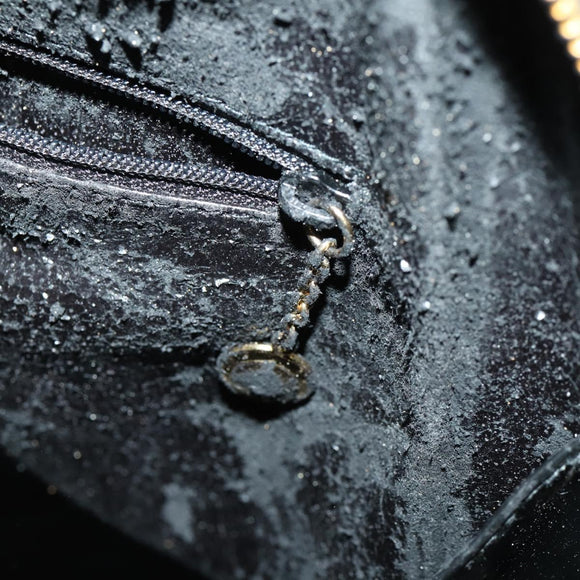 GUCCI Bamboo Shoulder Bag Enamel Black Gold Auth bs32059