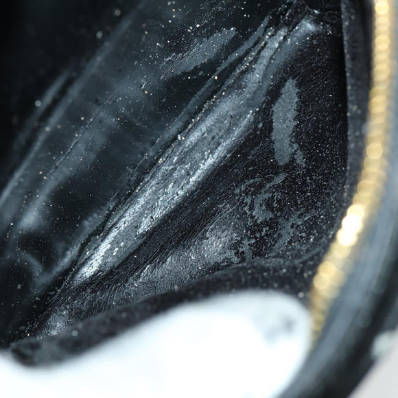 GUCCI Bamboo Shoulder Bag Enamel Black Gold Auth bs32059