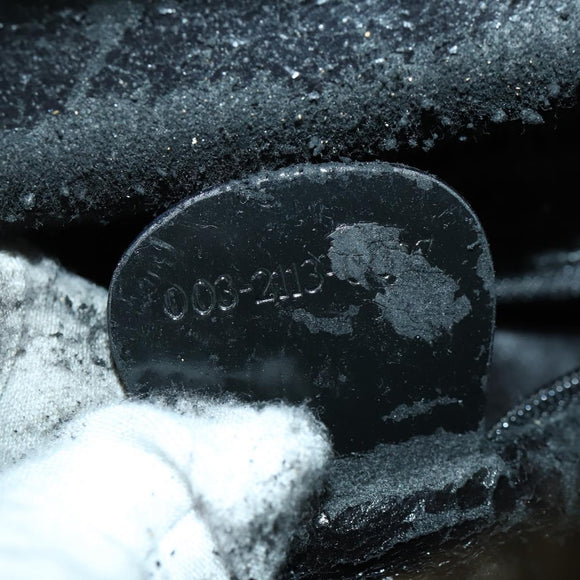 GUCCI Bamboo Shoulder Bag Enamel Black Gold Auth bs32059