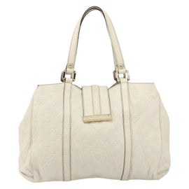 GUCCI GG Canvas Guccissima Guccissima Tote Bag Leather White Gold Auth bs32060 - 0