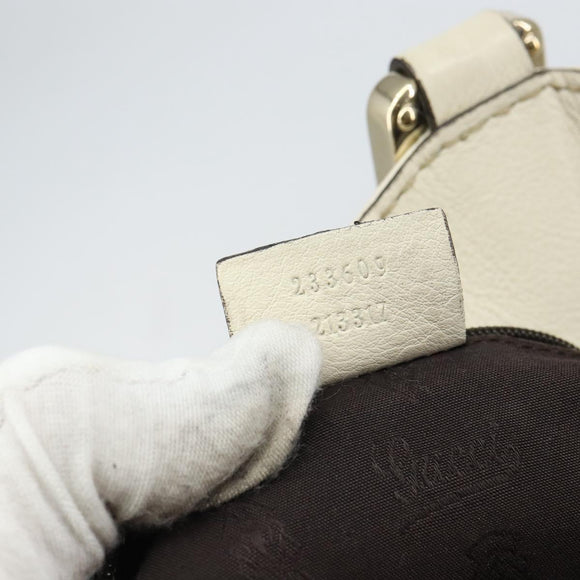 GUCCI GG Canvas Guccissima Guccissima Tote Bag Leather White Gold Auth bs32060