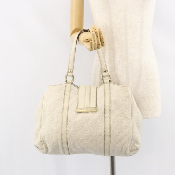 GUCCI GG Canvas Guccissima Guccissima Tote Bag Leather White Gold Auth bs32060