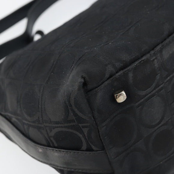 Salvatore Ferragamo Gancini Shoulder Bag Nylon Black Silver Auth bs32062