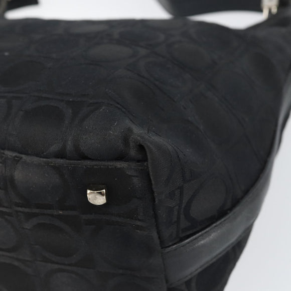 Salvatore Ferragamo Gancini Shoulder Bag Nylon Black Silver Auth bs32062