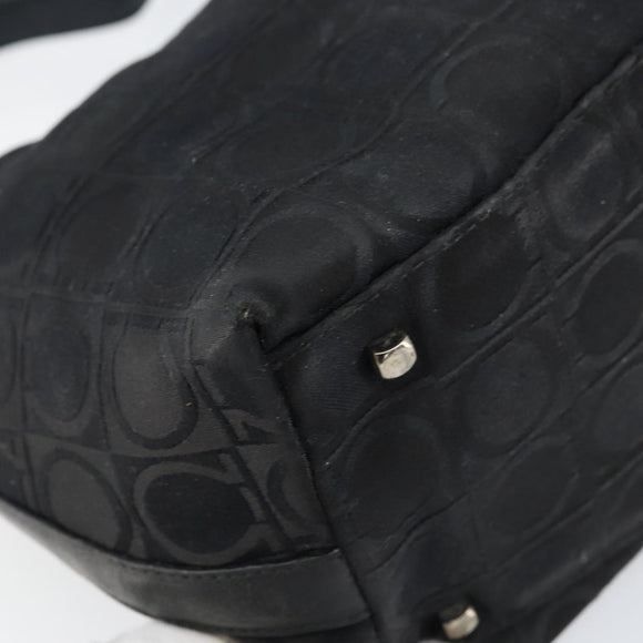 Salvatore Ferragamo Gancini Shoulder Bag Nylon Black Silver Auth bs32062