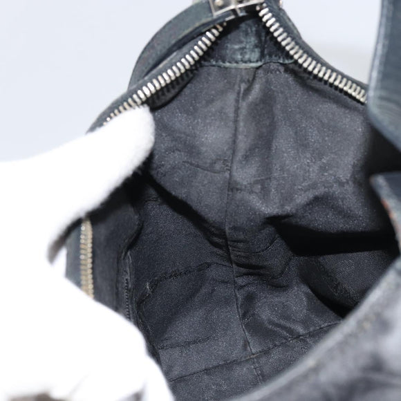 Salvatore Ferragamo Gancini Shoulder Bag Nylon Black Silver Auth bs32062