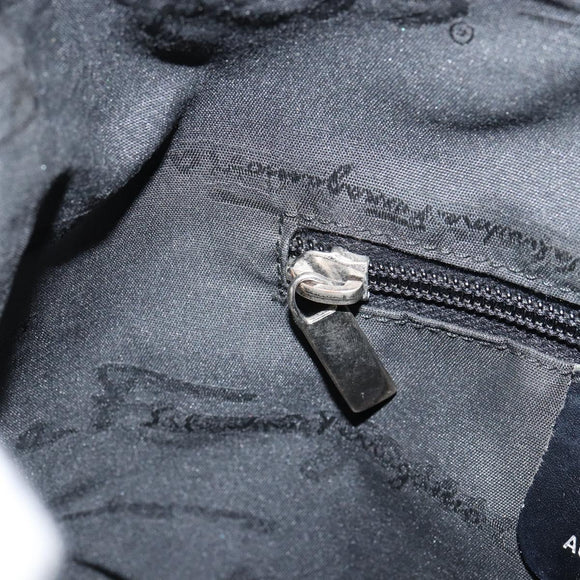 Salvatore Ferragamo Gancini Shoulder Bag Nylon Black Silver Auth bs32062