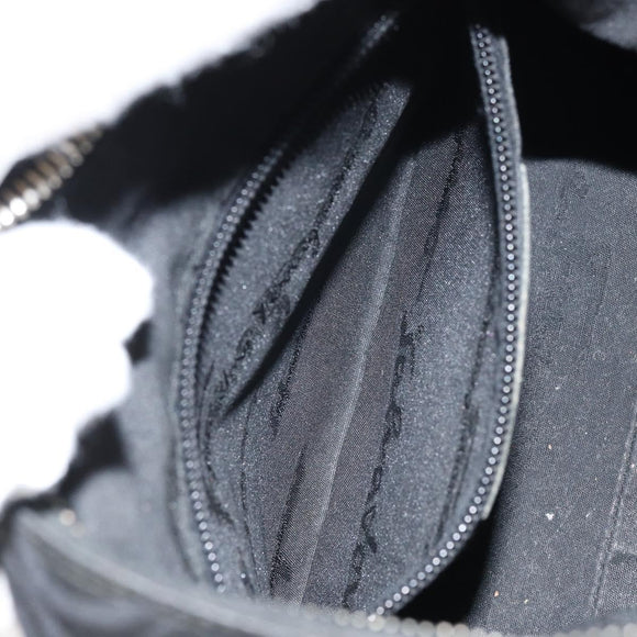 Salvatore Ferragamo Gancini Shoulder Bag Nylon Black Silver Auth bs32062