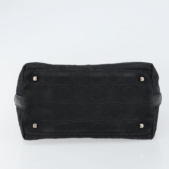 Salvatore Ferragamo Gancini Shoulder Bag Nylon Black Silver Auth bs32062