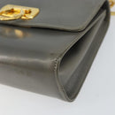 Salvatore Ferragamo Gancini Chain Shoulder Bag Leather Gray Gold Auth bs32063-10