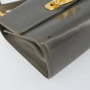 Salvatore Ferragamo Gancini Chain Shoulder Bag Leather Gray Gold Auth bs32063-11