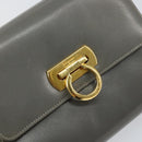 Salvatore Ferragamo Gancini Chain Shoulder Bag Leather Gray Gold Auth bs32063-14