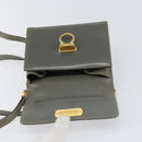 Salvatore Ferragamo Gancini Chain Shoulder Bag Leather Gray Gold Auth bs32063-15
