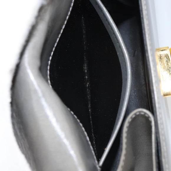 Salvatore Ferragamo Gancini Chain Shoulder Bag Leather Gray Gold Auth bs32063