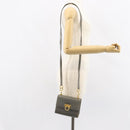 Salvatore Ferragamo Gancini Chain Shoulder Bag Leather Gray Gold Auth bs32063-21