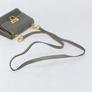 Salvatore Ferragamo Gancini Chain Shoulder Bag Leather Gray Gold Auth bs32063-7