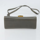 Salvatore Ferragamo Gancini Chain Shoulder Bag Leather Gray Gold Auth bs32063-9