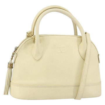 VALENTINO Hand Bag Leather 2way Beige Gold Auth bs32064