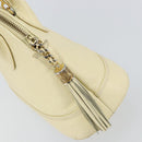 VALENTINO Hand Bag Leather 2way Beige Gold Auth bs32064-18