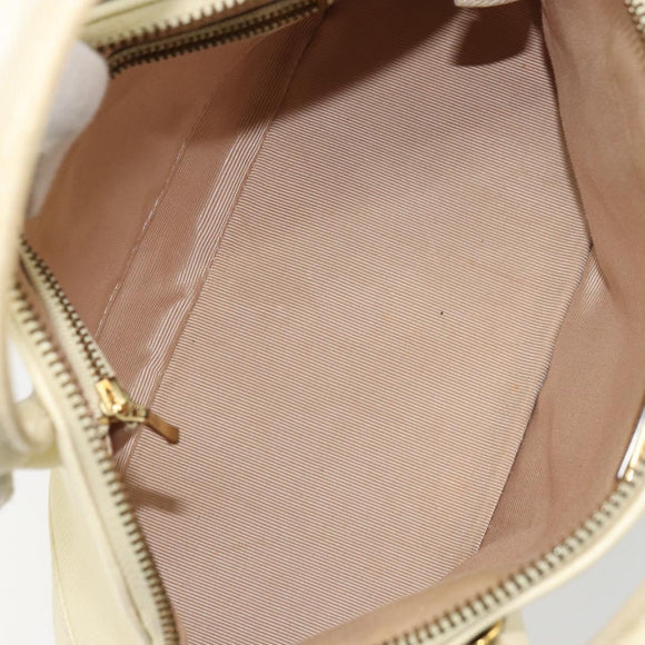 VALENTINO Hand Bag Leather 2way Beige Gold Auth bs32064