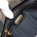 FENDI Pecan Canvas Shoulder Bag PVC Black Brown gold Auth bs32065-18