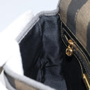 FENDI Pecan Canvas Shoulder Bag PVC Black Brown gold Auth bs32065-20