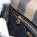 FENDI Pecan Canvas Shoulder Bag PVC Black Brown gold Auth bs32065-21