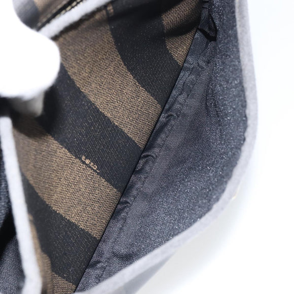 FENDI Pecan Canvas Shoulder Bag PVC Black Brown gold Auth bs32065