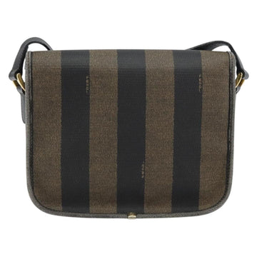 FENDI Pecan Canvas Shoulder Bag PVC Black Brown gold Auth bs32065 - 0