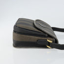 FENDI Pecan Canvas Shoulder Bag PVC Black Brown gold Auth bs32065-3